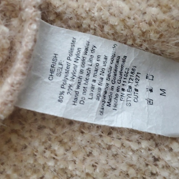 Pink Lily Cherish Self Soft Peach Sweater Dolman Sleeve Size M - Picture 8 of 12